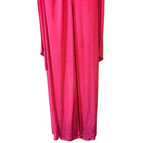 Alice + Olivia Reese New Ruby Red Gown – Size 6 – Deep V, Scarf Neck, Slit, Form - Picture 6 of 8